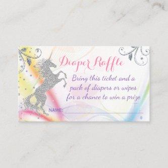 Silver Unicorn Rainbow Diaper Raffle Tickets