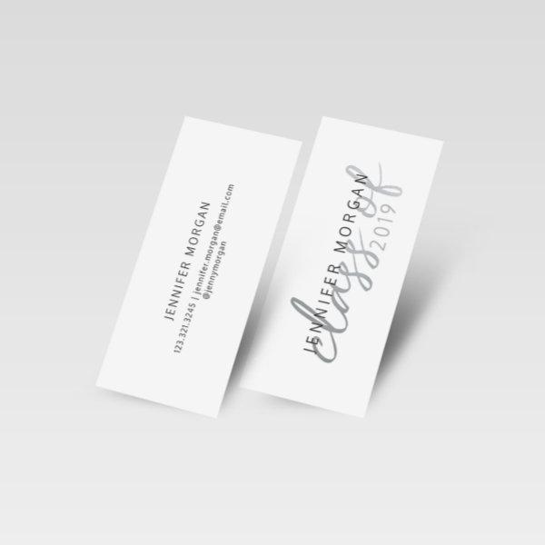 Silver Whimsical Script Graduation Name Card