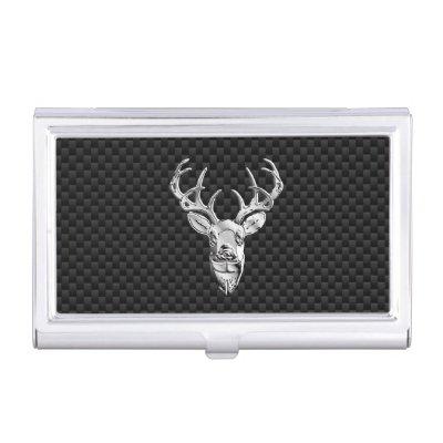 Silver Wild Deer on Carbon Fiber Style Decor Case For