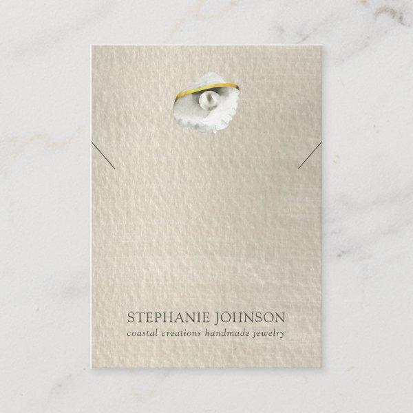 Silvery Pearl Seashell Necklace Display Card