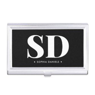 Simple 2 Monogram Initial Retro Black White  Case