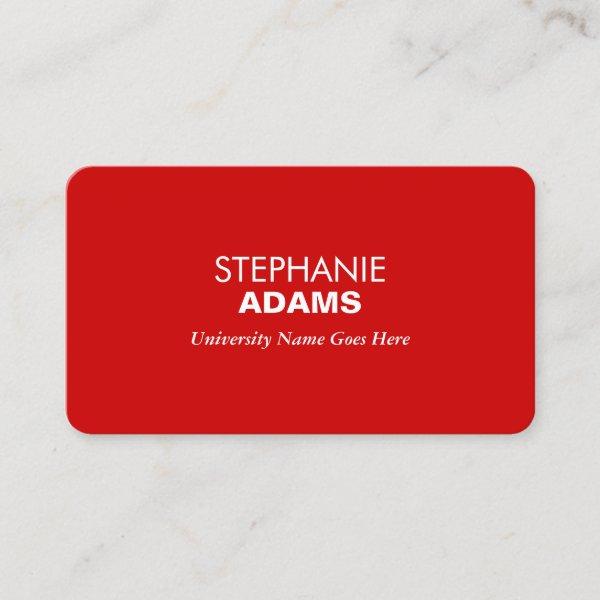 Simple and Modern Red Graduate Student University Calling Card
