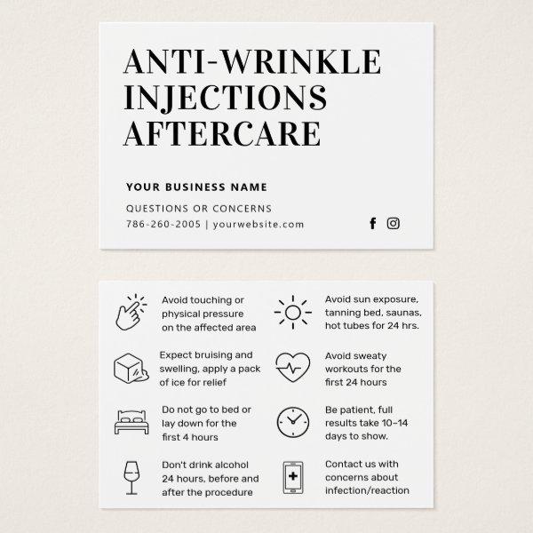 Simple Anti Wrinkle Injections  Aftercare Card