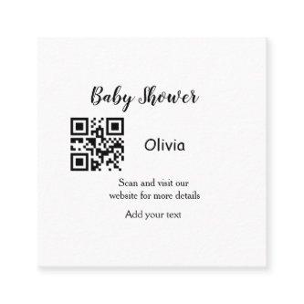 Simple baby shower website barcode QR add name det Square