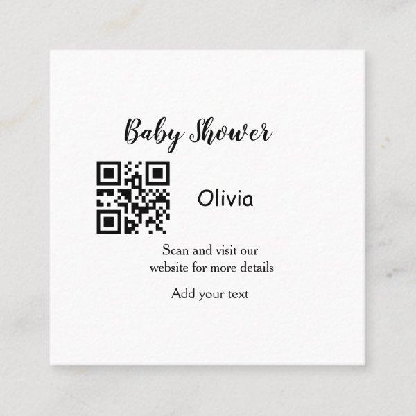 Simple baby shower website barcode QR add name det Square