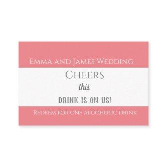 Simple Basic Pink Wedding Drink Token