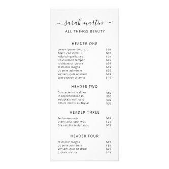 Simple Beauty Salon Elegant Price List Rack Card