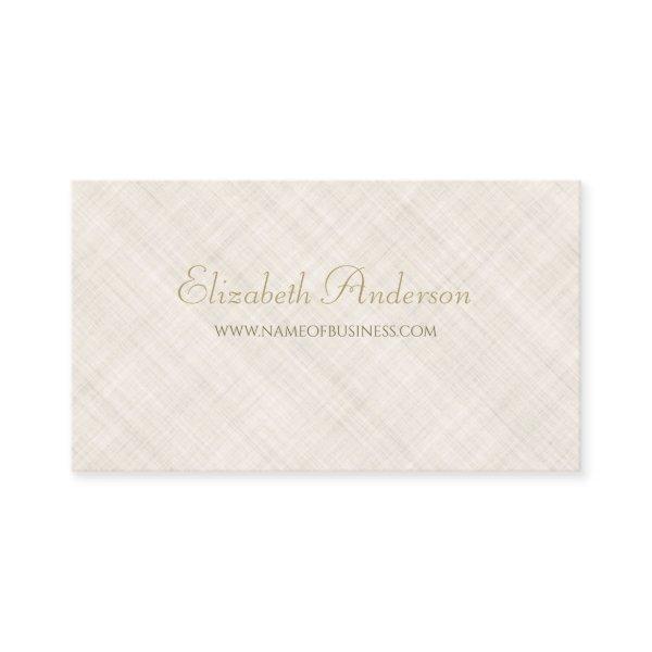 Simple Beige Linen Pattern Elegant Gold Script