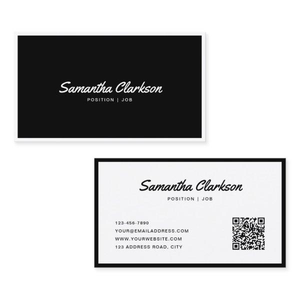 Simple Black and White Border Hand Script QR code
