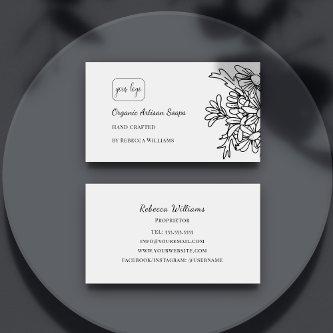 Simple Black and White Floral Hand Made Soap