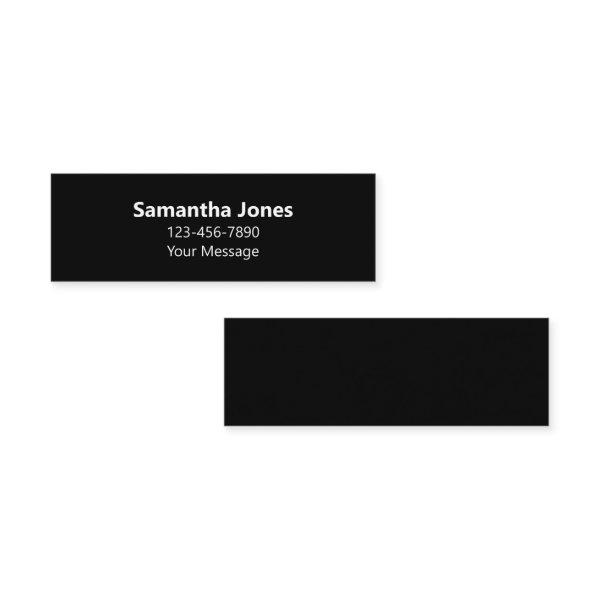 Simple Black and White Name Message Phone Number Mini