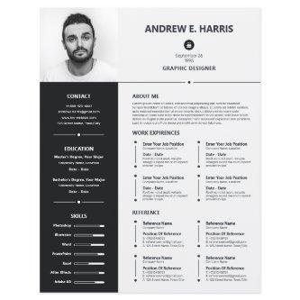 Simple Black and White Resume, CV + Letter