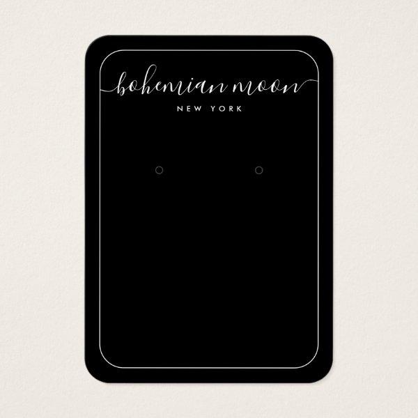 Simple black and white script jewelry display card