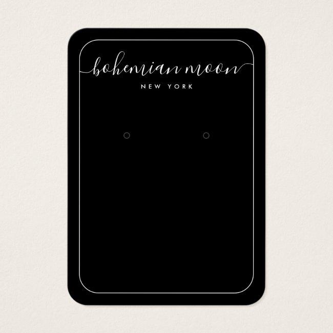 Simple black and white script jewelry display card