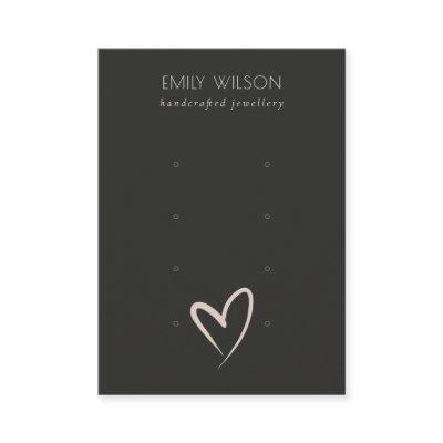 Simple Black Blush Heart 4 Stud Earring Display