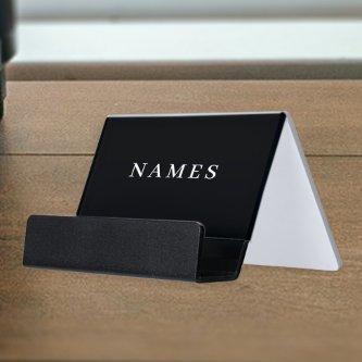 Simple Black Custom Add Your Name Elegant Desk  Holder