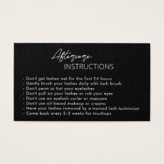 Simple Black Elegant Modern Lashes Aftercare