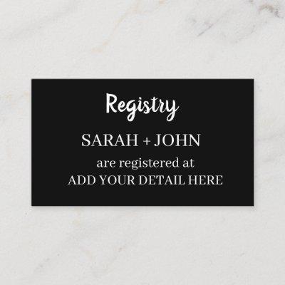 Simple Black Gift Registry Enclosure Card