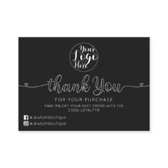 Simple Black Handwritten Hearts Customer Thank You