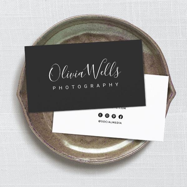 Simple Black Handwritten Script Social Media Icons