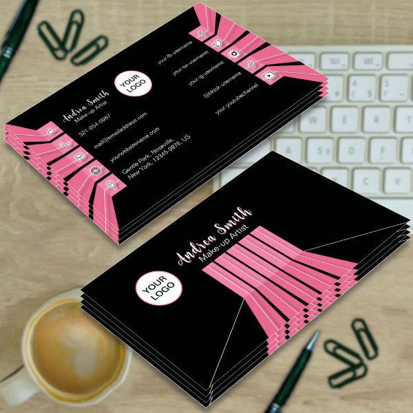 Simple Black Pink Girly Social Media Icons Custom