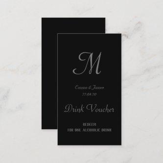 Simple Black Wedding Drink Ticket Cards