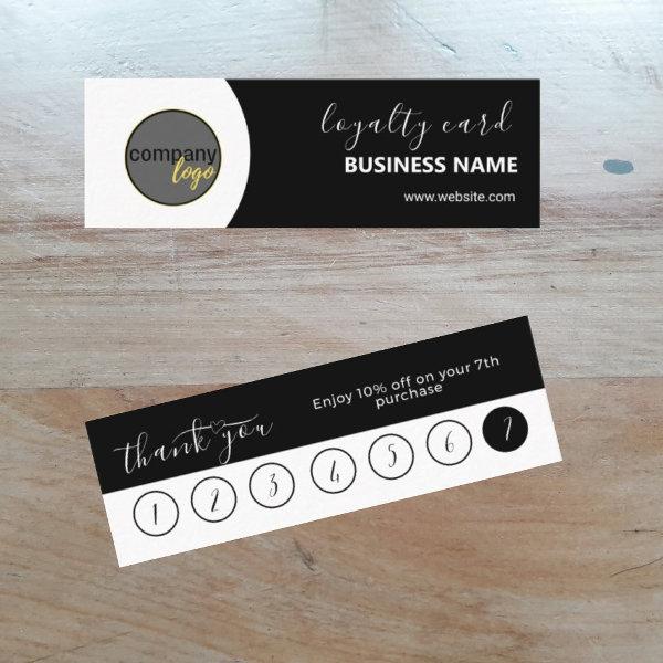 SIMPLE BLACK WHITE BUSINESS LOGO 7 LOYALTY CARD