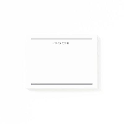 Simple Black White Classic Double Lines Post-it Notes