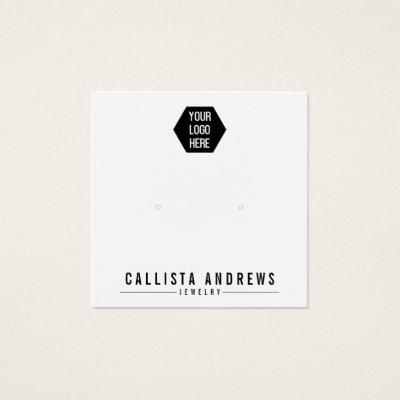 Simple Black White Logo Earring Display Card