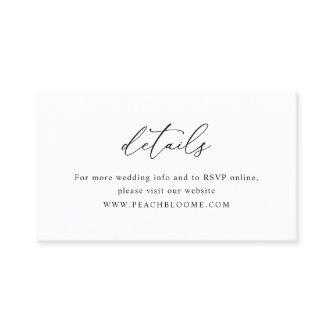 Simple Black & White Minimal Wedding Details Card