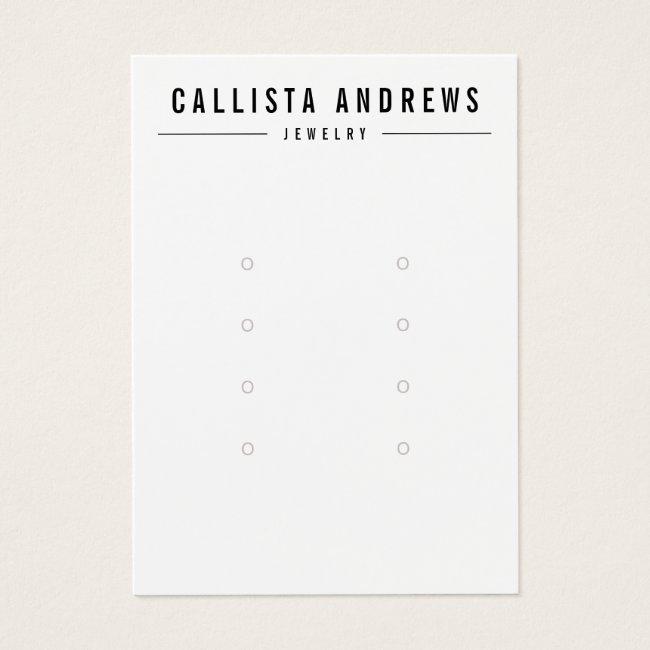 Simple Black White Multiple Earring Display Card