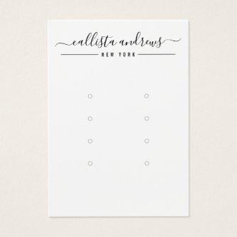 Simple Black White Multiple Earring Display Card