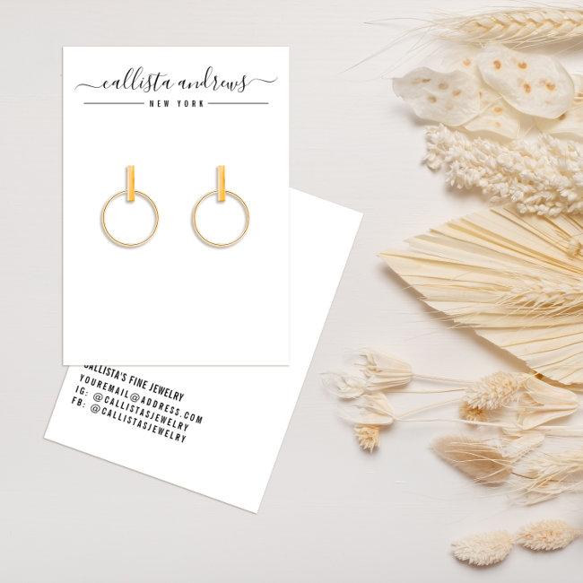 Simple Black White Script Earring Display Card