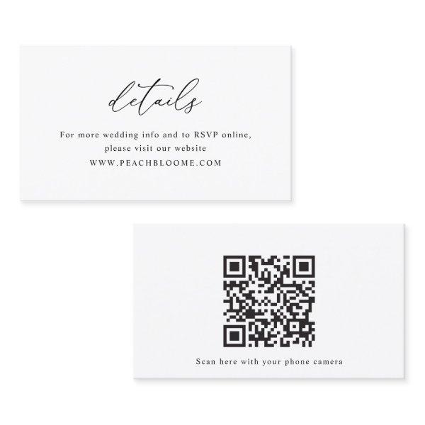 Simple Black & White Wedding  QR Code Details Card