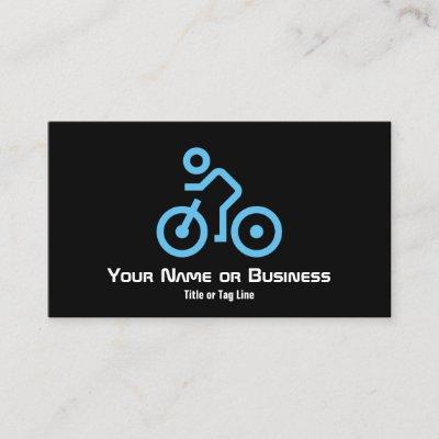 Simple Blue Bike Symbol on Black Bicycle Cyclist