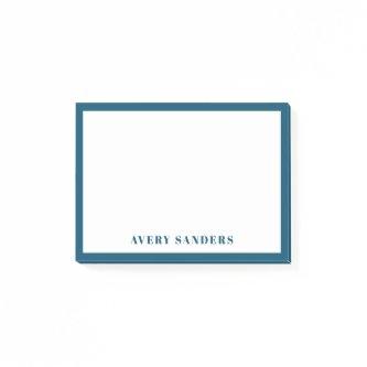 Simple Blue Border Modern Name Post-it Notes