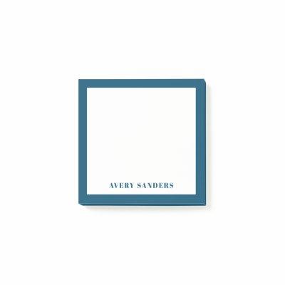 Simple Blue Border Modern Name Post-it Notes