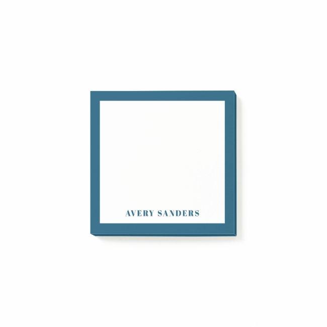 Simple Blue Border Modern Name Post-it Notes