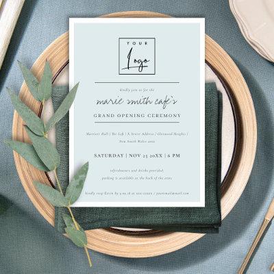 Simple Blue Logo Business Grand Opening Invite