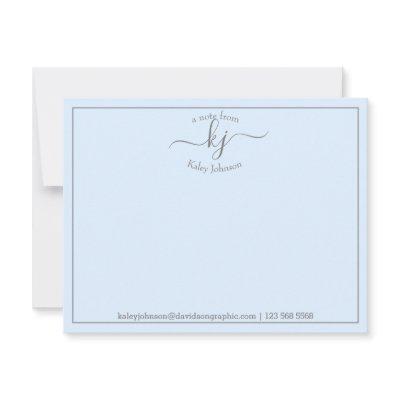 Simple Blue Script From The Desk Of Note Card