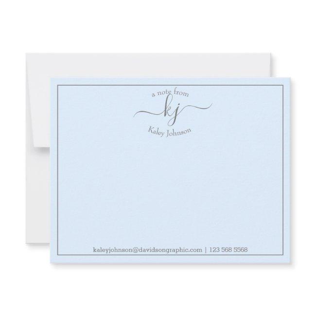 Simple Blue Script From The Desk Of Note Card