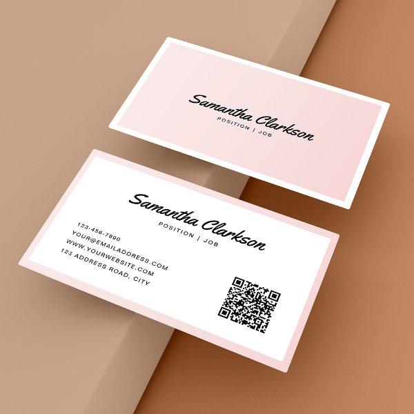 Simple Blush Pink Border Script Typography QR code