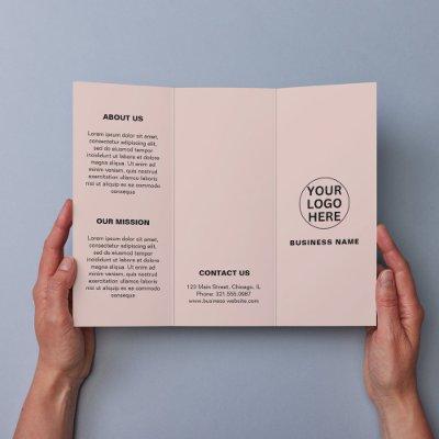 Simple Blush Pink Business Logo Trifold Brochure
