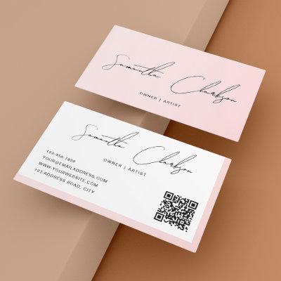 Simple Blush Pink Handwritten Script QR code