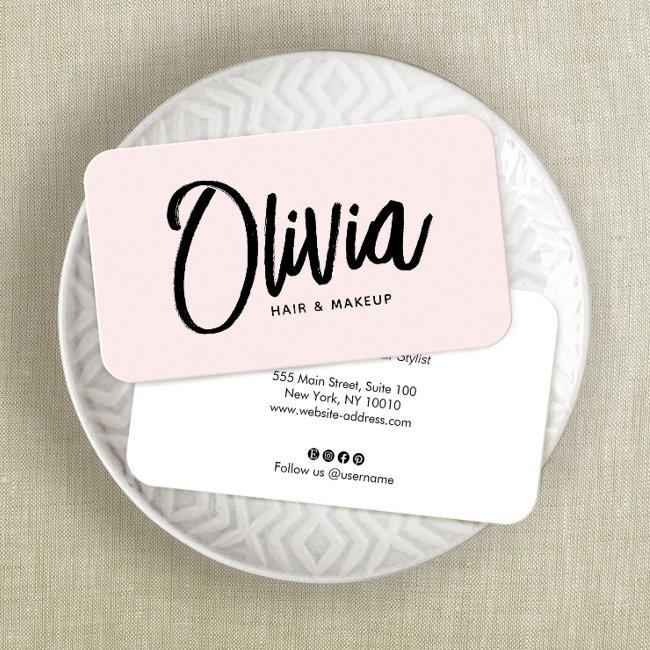 Simple Blush Pink Signature Script Beauty Business