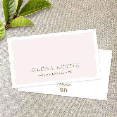 Simple Blush Pink White Border Beauty Professional Calling Card