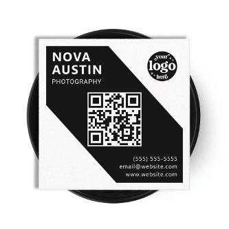 Simple Bold Geometric Company Logo Modern QR Code Square