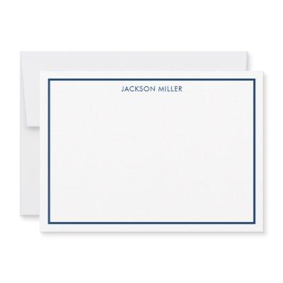 Simple Border Navy Thank You Card