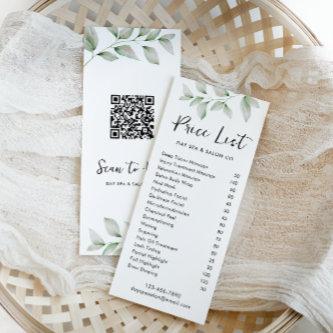 Simple Botanical Price List with QR Code Rack Card