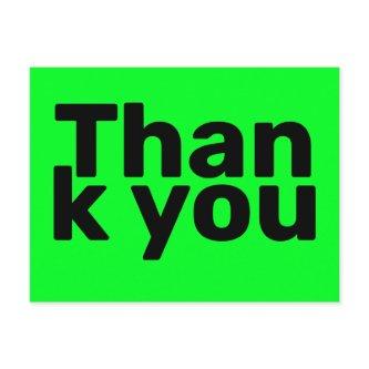 Simple Bright Green Bold Modern Vibrant Thank You Postcard